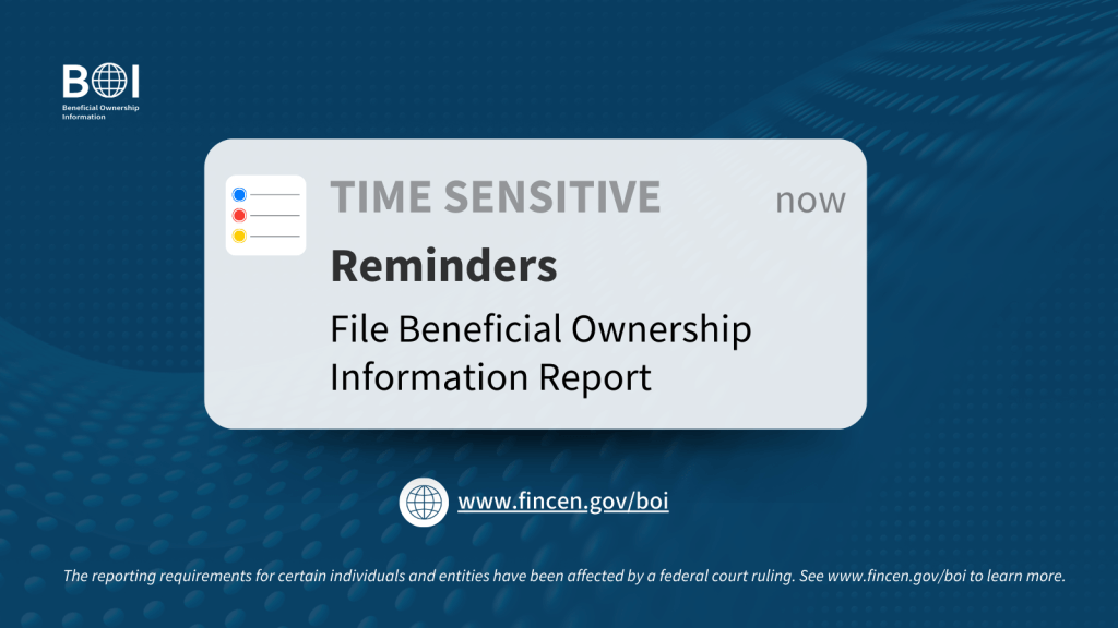 BOI FINCEN Reminder Image Alert